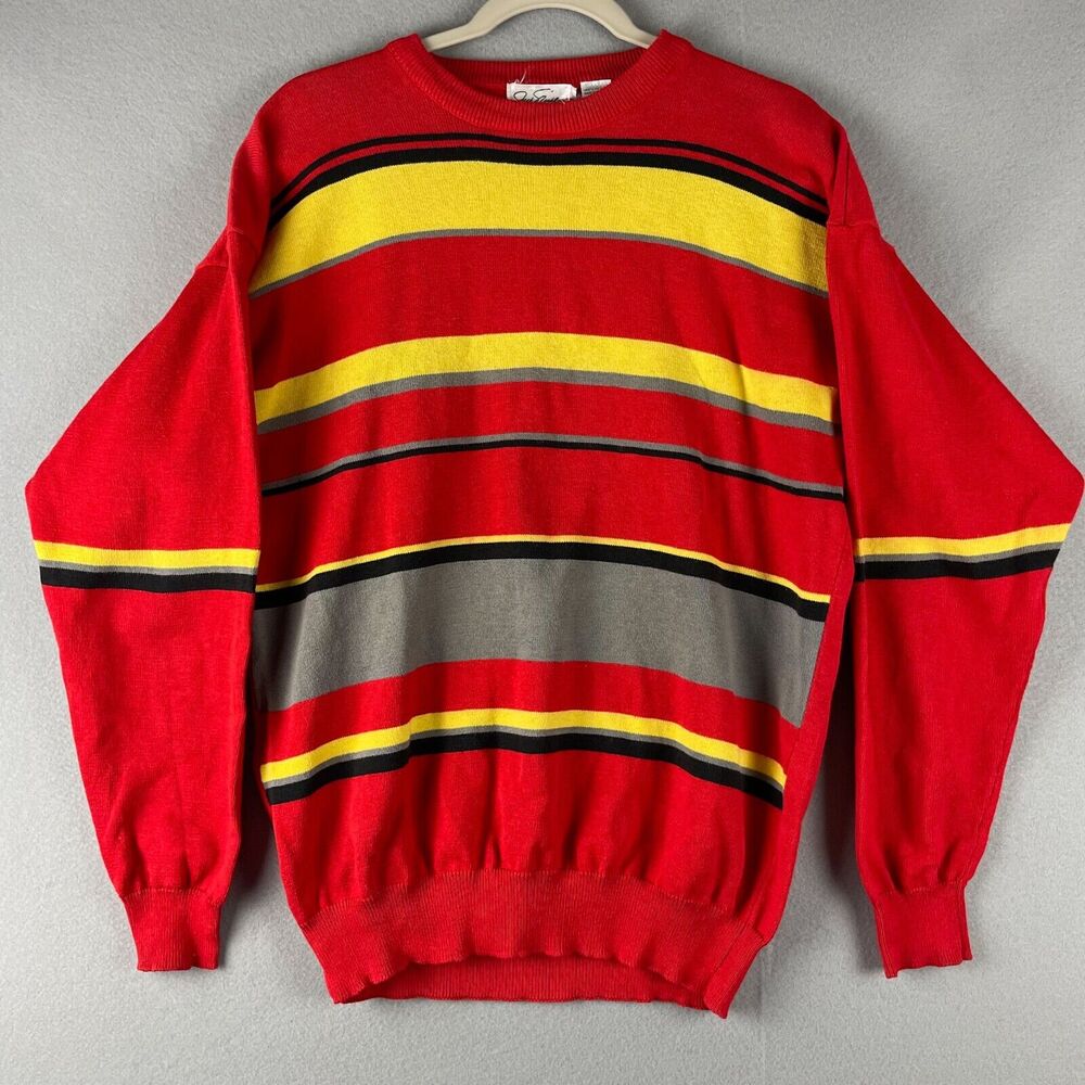 Vintage Jack Nicklaus Sweater Mens Large Striped Cotton Crew Neck‎ Golf 80s 90s